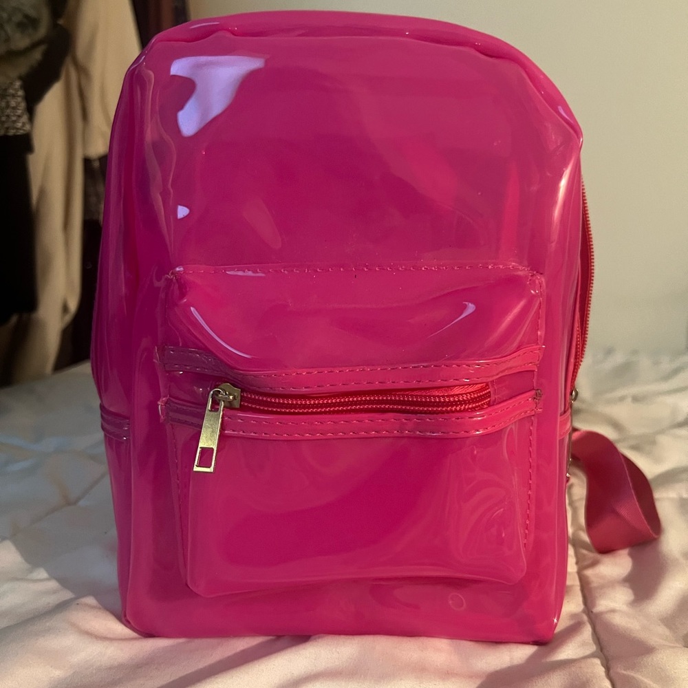 Pink PVC mini backpack